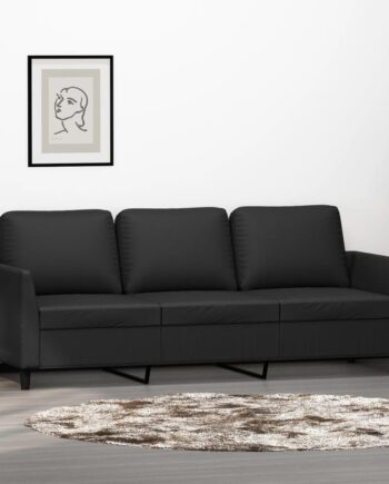 Personers Sofa Kunstlæder Sort 180 Sædebredde