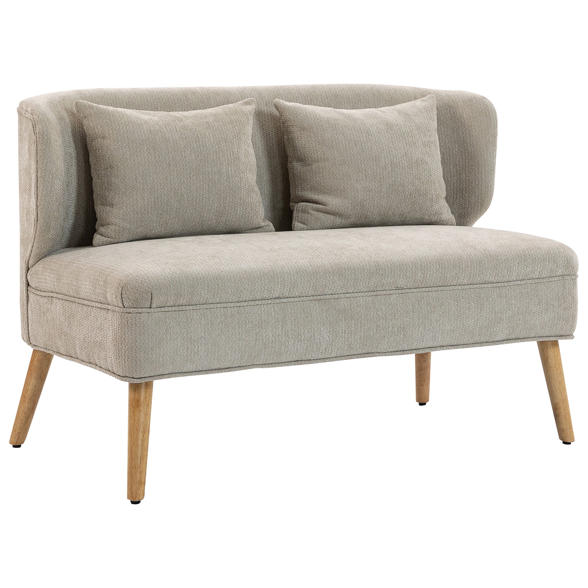 Personers Sofa Lille Chenillesofa Med Ryglæn Tykt Sæde Gummitræfødder Beige
