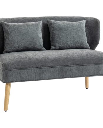 Personers Sofa Lille Chenillesofa Med Ryglæn Tykt Sæde Gummitræfødder Grå