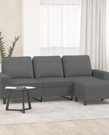Personers Sofa Med Chaiselong Fodskammel 180 Stof Mørkegrå