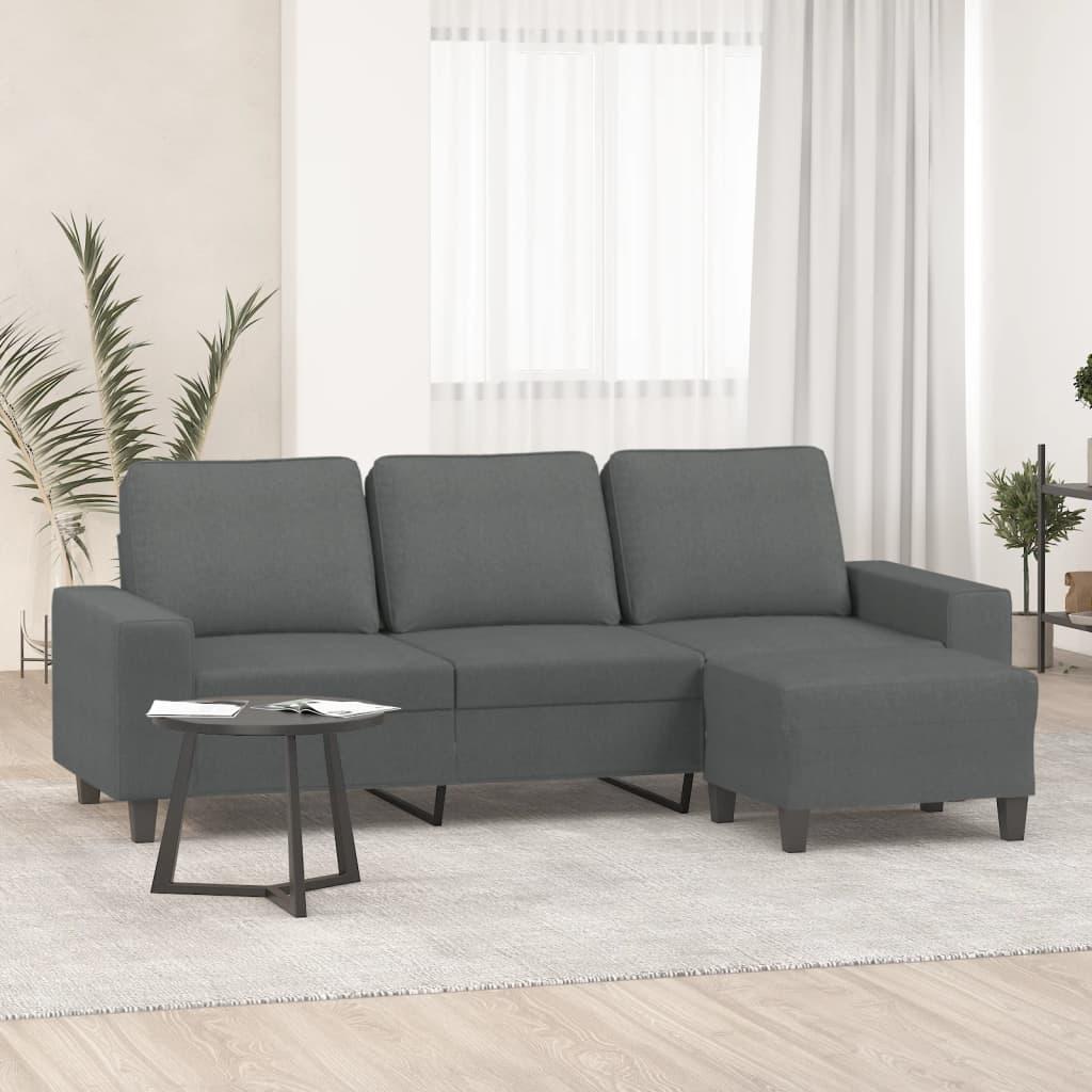 Personers Sofa Med Chaiselong Fodskammel 180 Stof Mørkegrå