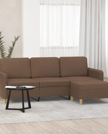 Personers Sofa Med Chaiselong Fodskammel Stof Brun 198