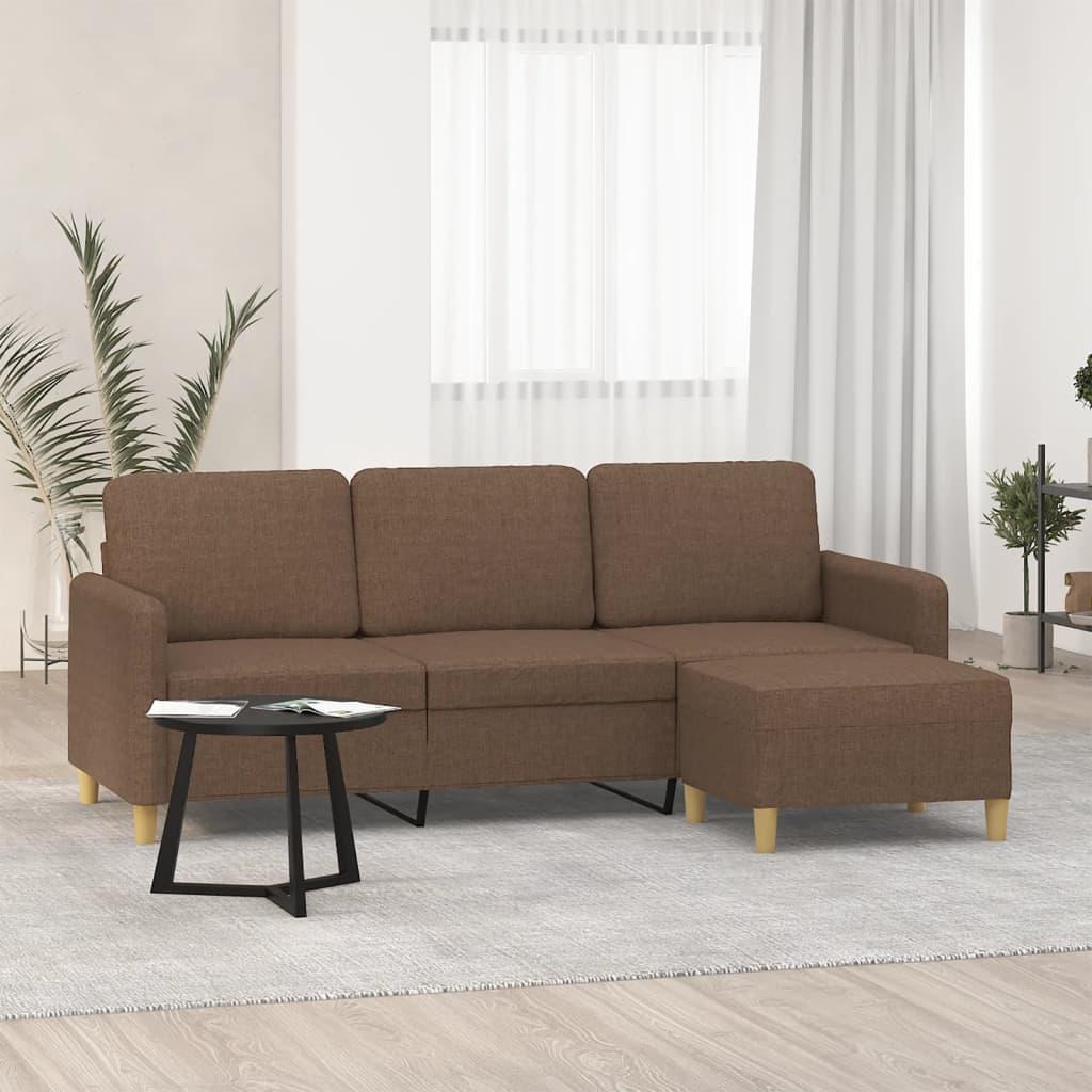 Personers Sofa Med Chaiselong Fodskammel Stof Brun 198