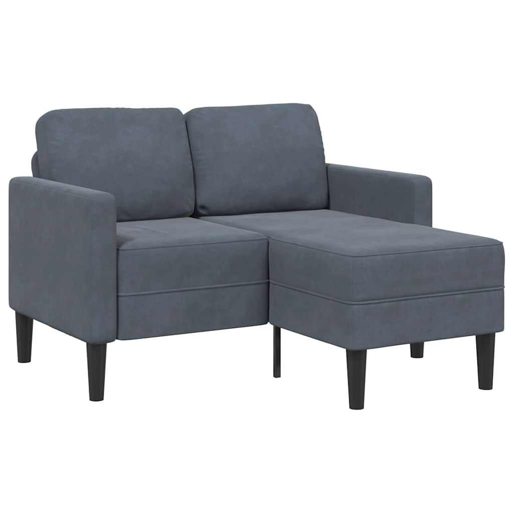 Personers Sofa Med Chaiselong Formet 125 Fløjl Mørkegrå