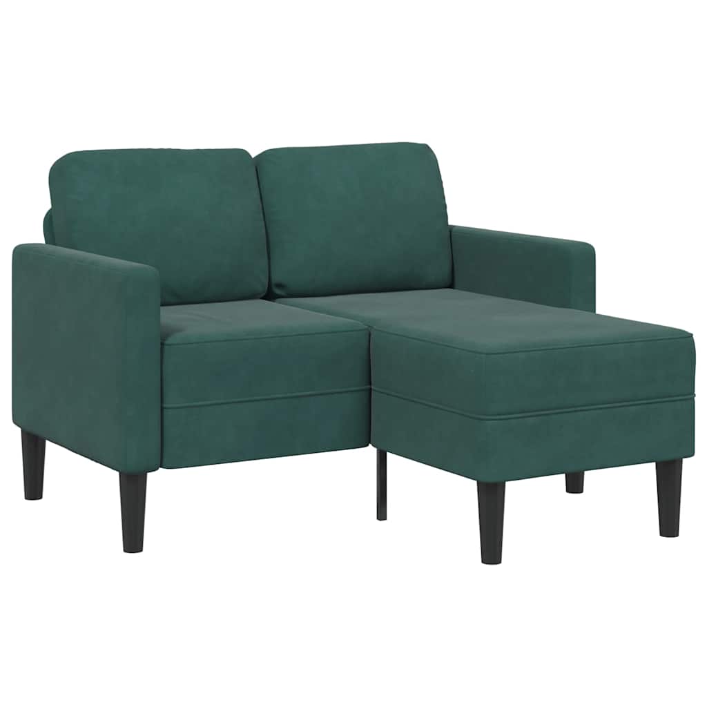 Personers Sofa Med Chaiselong Formet 125 Fløjl Mørkegrøn
