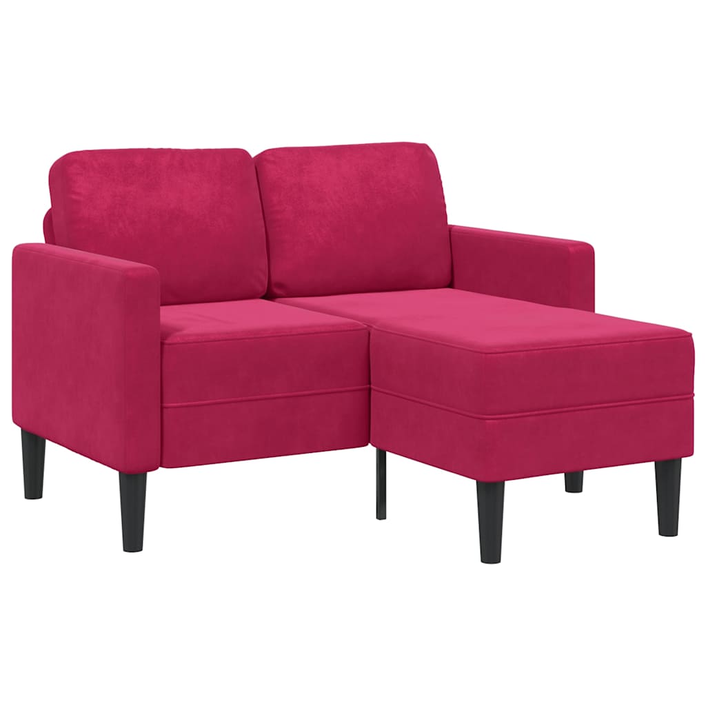 Personers Sofa Med Chaiselong Formet 125 Fløjl Vinrød