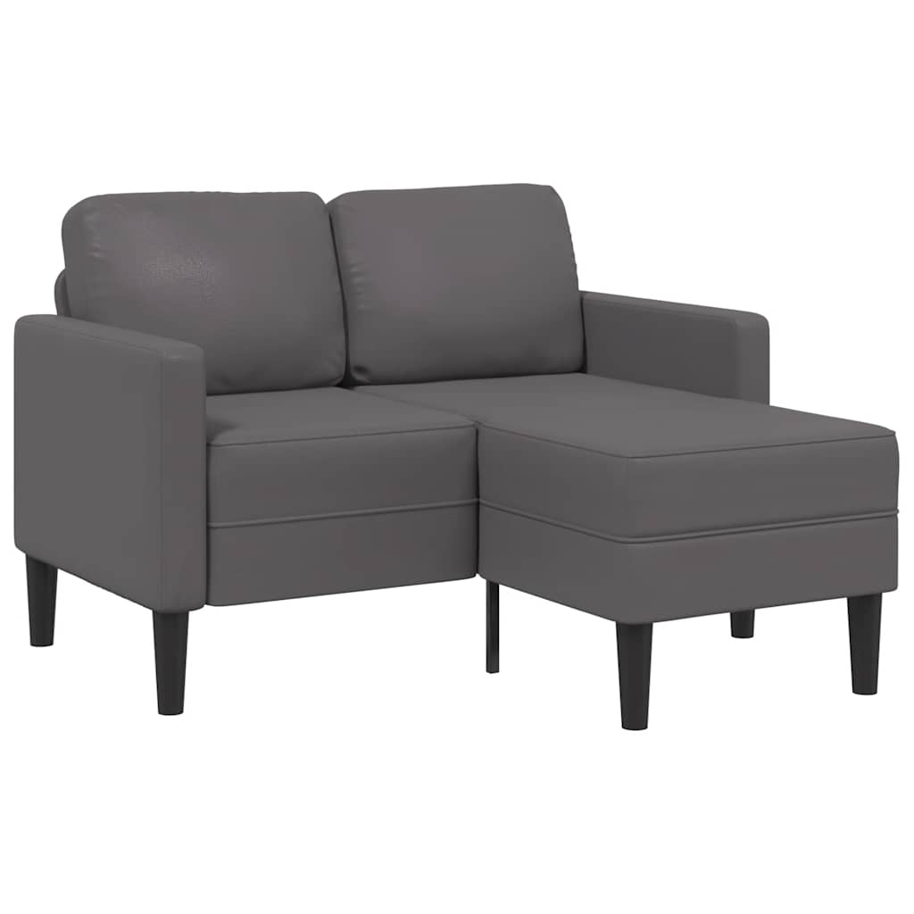 Personers Sofa Med Chaiselong Formet 125 Kunstlæder Grå