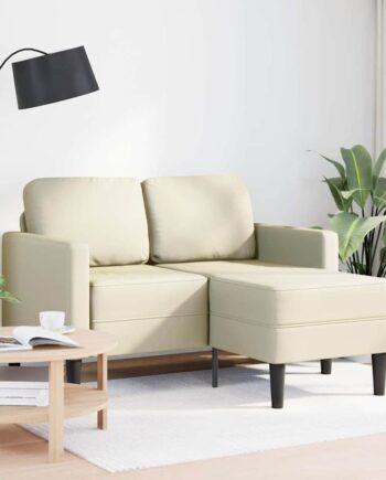 Personers Sofa Med Chaiselong Formet 125cm Kunstlæder Creme