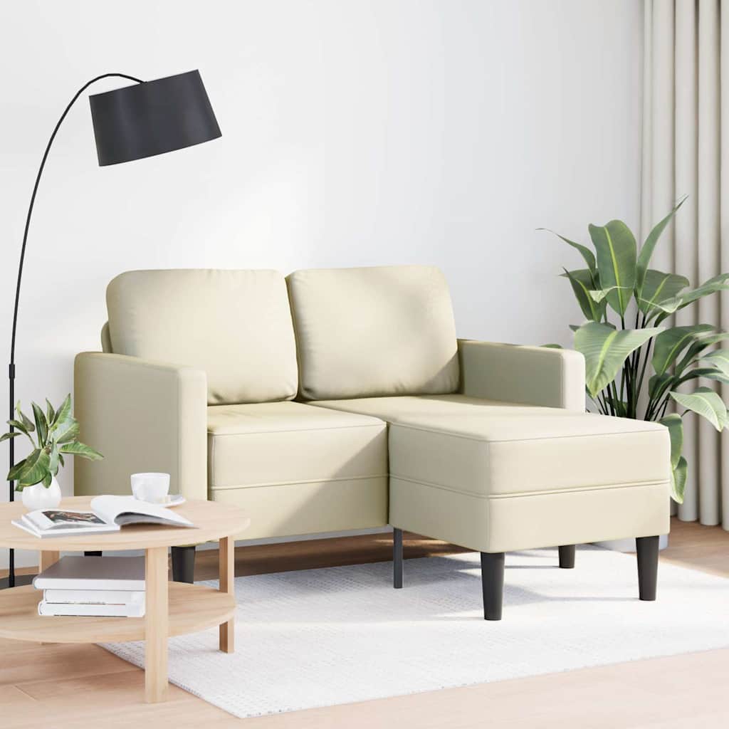 Personers Sofa Med Chaiselong Formet 125cm Kunstlæder Creme