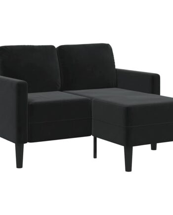 Personers Sofa Med Chaiselong Formet Sort 125 Fløjl