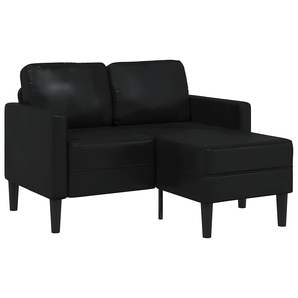 Personers Sofa Med Chaiselong Formet Sort 125 Kunstlæder