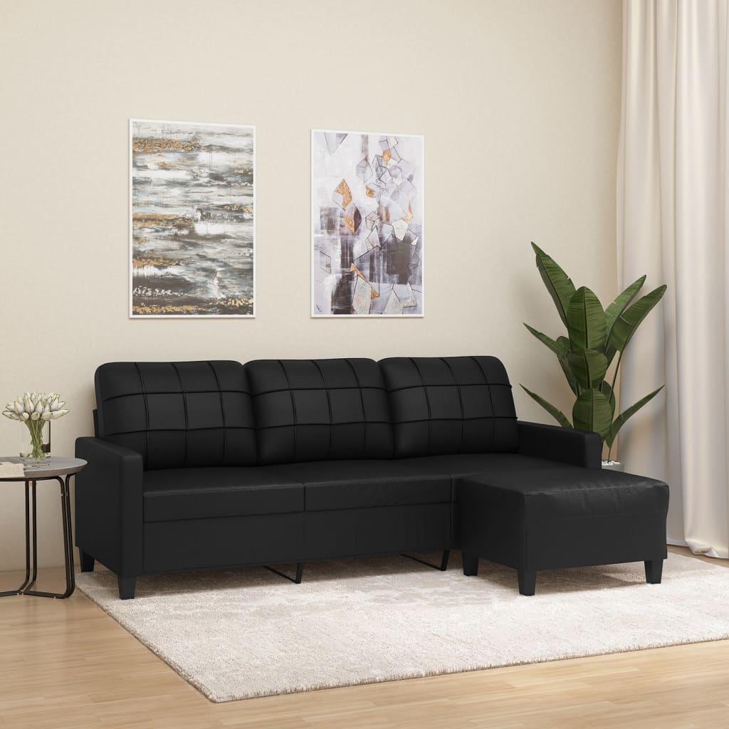 Personers Sofa Med Fodskammel 180 Kunstlæder Cappuccino