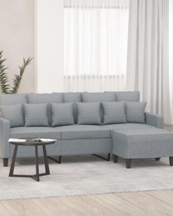 Personers Sofa Med Fodskammel 180 Lysegrå Stof