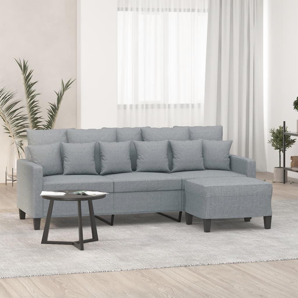Personers Sofa Med Fodskammel 180 Lysegrå Stof