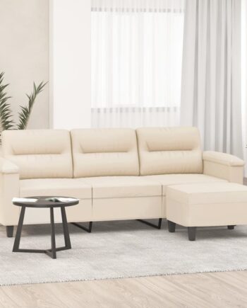 Personers Sofa Med Fodskammel 180 Mikrofiberstof Beige