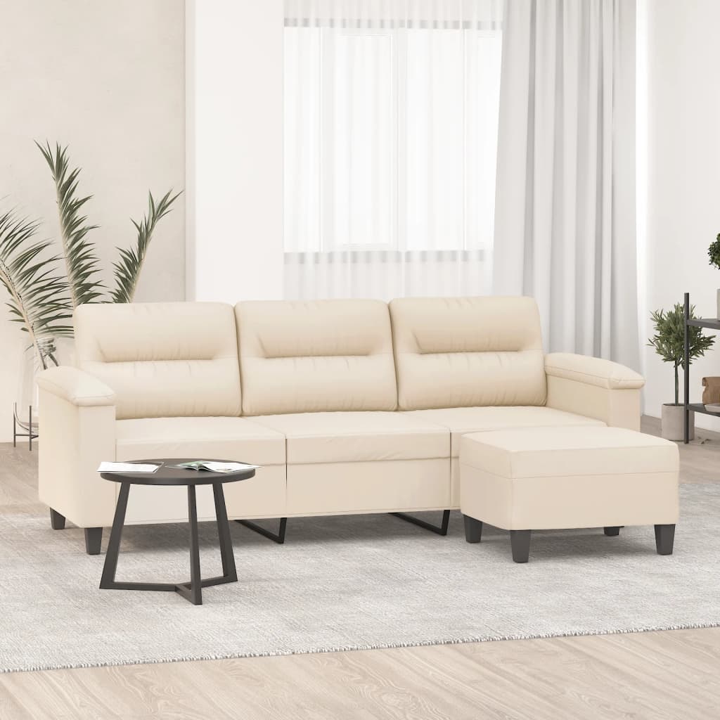 Personers Sofa Med Fodskammel 180 Mikrofiberstof Beige