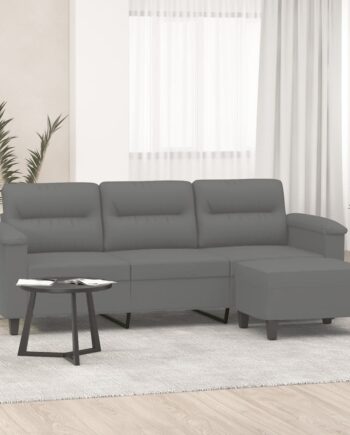 Personers Sofa Med Fodskammel 180 Mikrofiberstof Creme