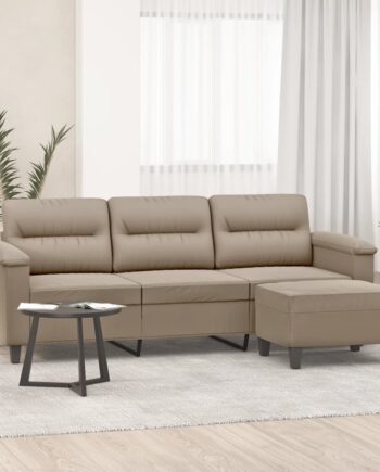 Personers Sofa Med Fodskammel 180 Mikrofiberstof Gråbrun