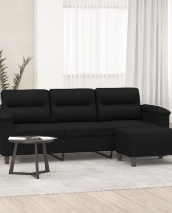Personers Sofa Med Fodskammel 180 Mikrofiberstof Sort
