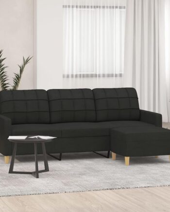 Personers Sofa Med Fodskammel 180 Sort