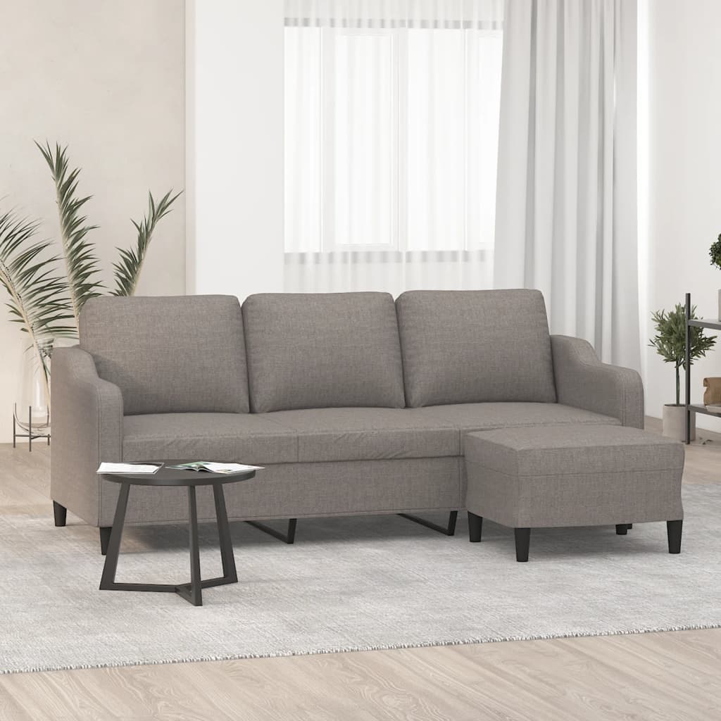 Personers Sofa Med Fodskammel 180 Stof Gråbrun