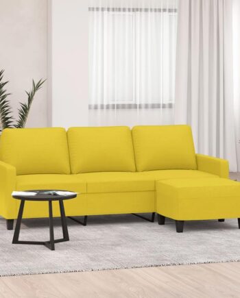 Personers Sofa Med Fodskammel 180 Stof Lysegul