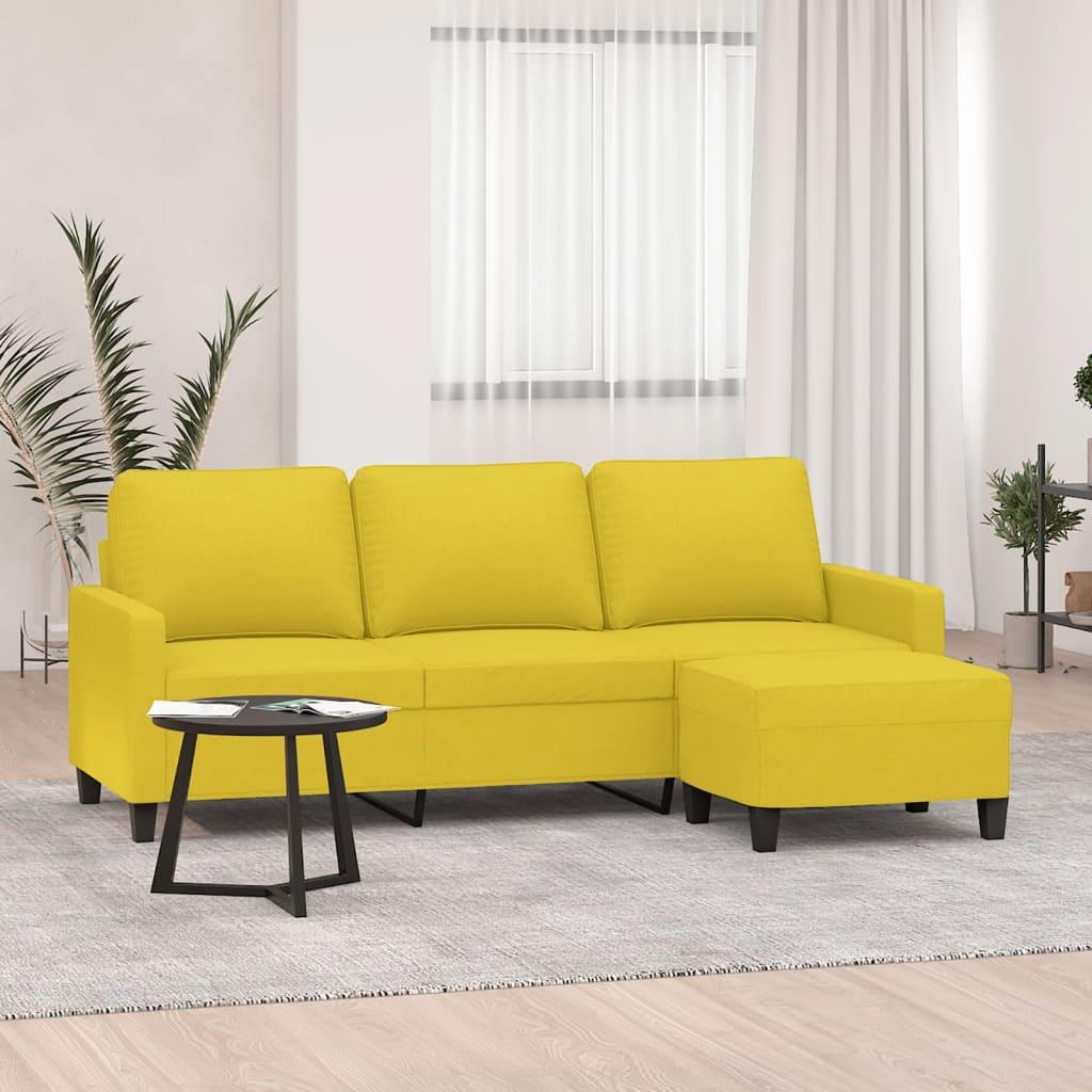 Personers Sofa Med Fodskammel 180 Stof Lysegul