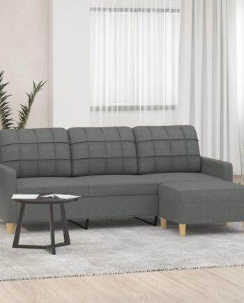 Personers Sofa Med Fodskammel 180 Stof Mørkegrå