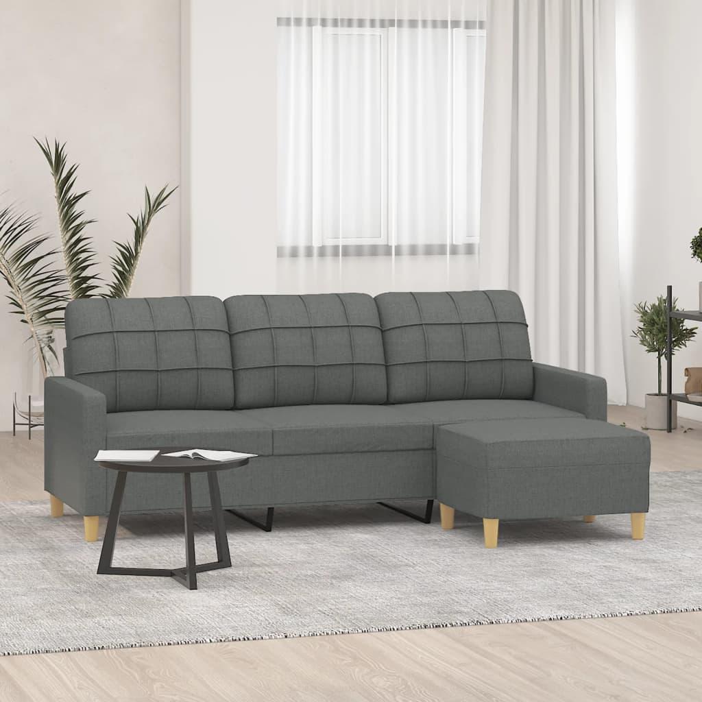 Personers Sofa Med Fodskammel 180 Stof Mørkegrå
