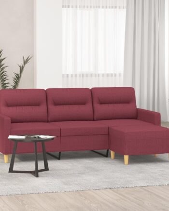 Personers Sofa Med Fodskammel 180 Stof Vinrød
