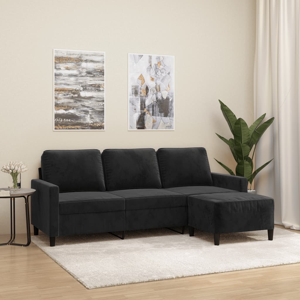 Personers Sofa Med Fodskammel 180 Velour Brun