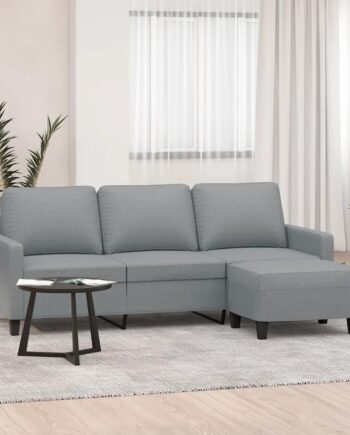Personers Sofa Med Fodskammel 198 Stof Lysegrå