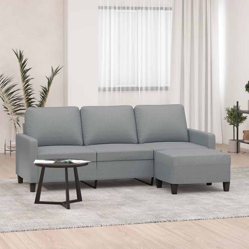 Personers Sofa Med Fodskammel 198 Stof Lysegrå