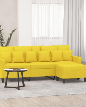 Personers Sofa Med Fodskammel 198 Stof Lysegul