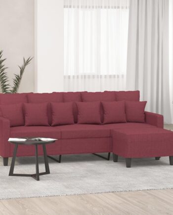 Personers Sofa Med Fodskammel 198 Stof Vinrød