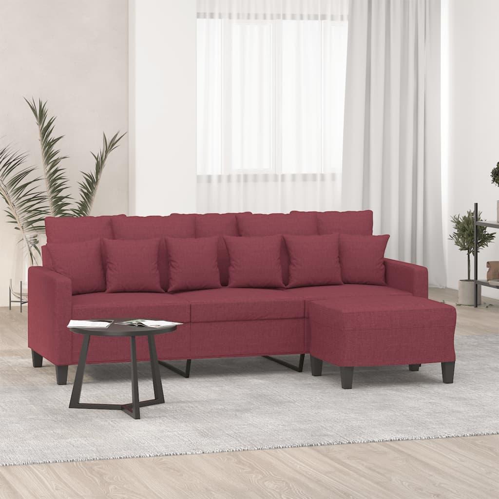 Personers Sofa Med Fodskammel 198 Stof Vinrød
