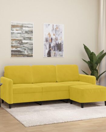 Personers Sofa Med Fodskammel 198 Velour Gul