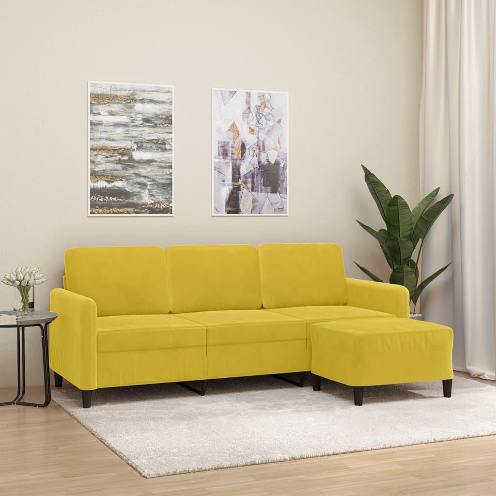 Personers Sofa Med Fodskammel 198 Velour Gul