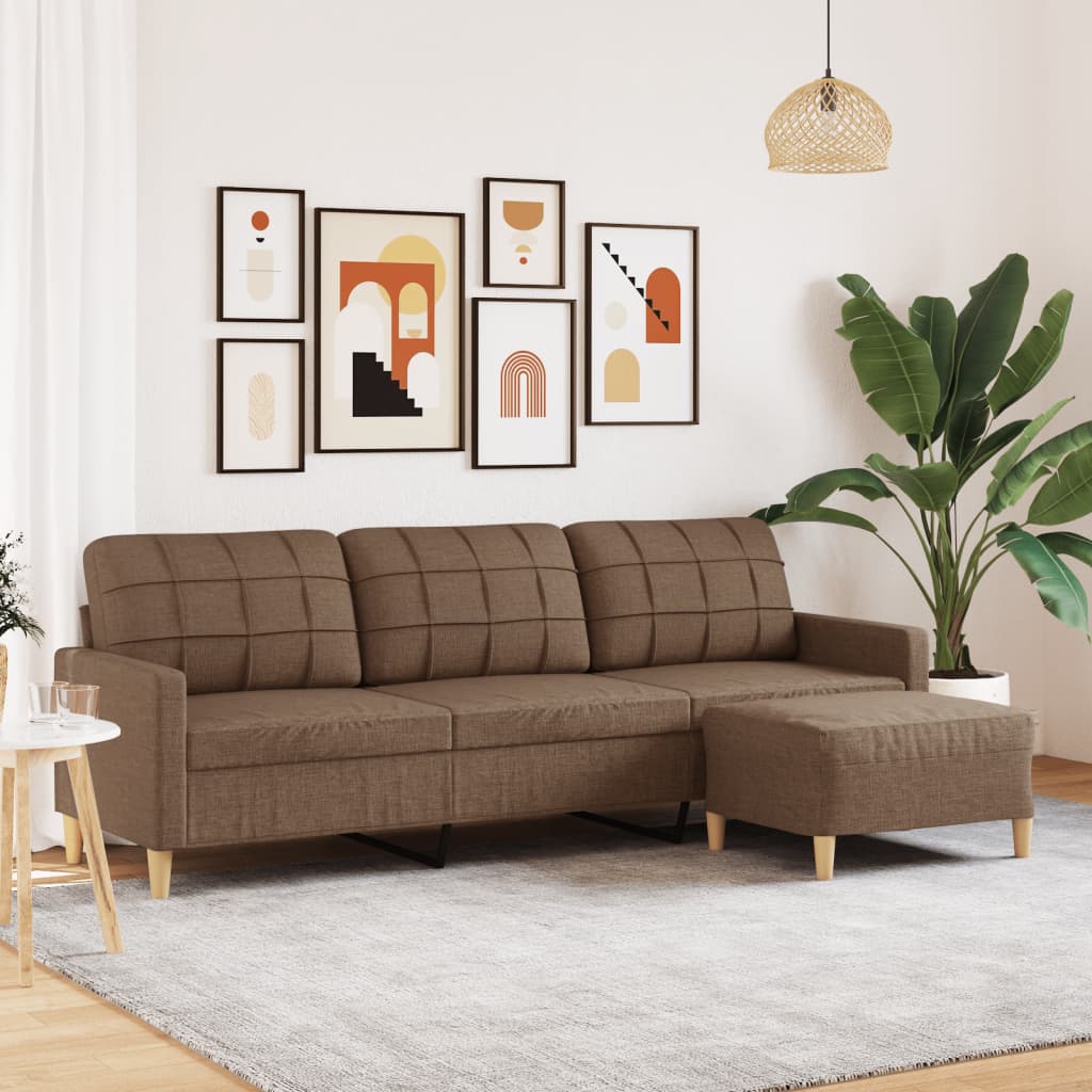 Personers Sofa Med Fodskammel 210 Stof Brun