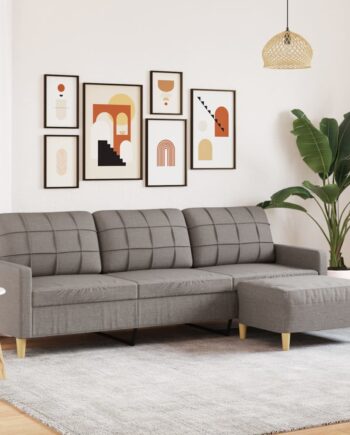 Personers Sofa Med Fodskammel 210 Stof Gråbrun
