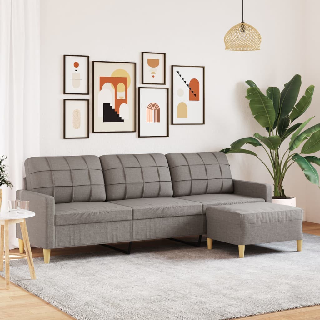Personers Sofa Med Fodskammel 210 Stof Gråbrun