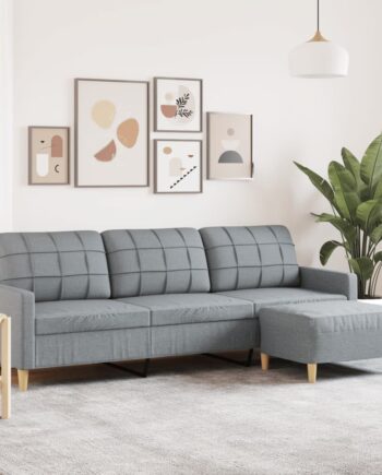 Personers Sofa Med Fodskammel 210 Stof Lysegrå