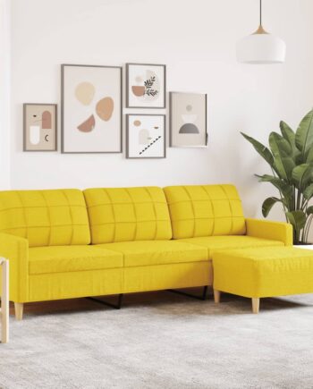 Personers Sofa Med Fodskammel 210 Stof Lysegul