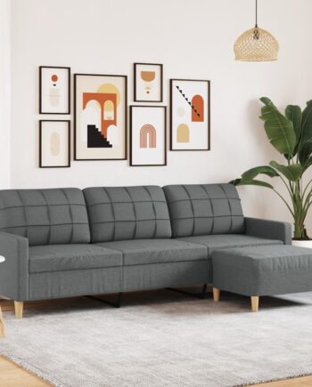 Personers Sofa Med Fodskammel 210 Stof Mørkegrå