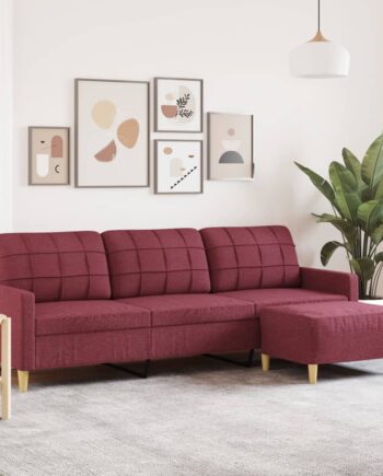 Personers Sofa Med Fodskammel 210 Stof Vinrød