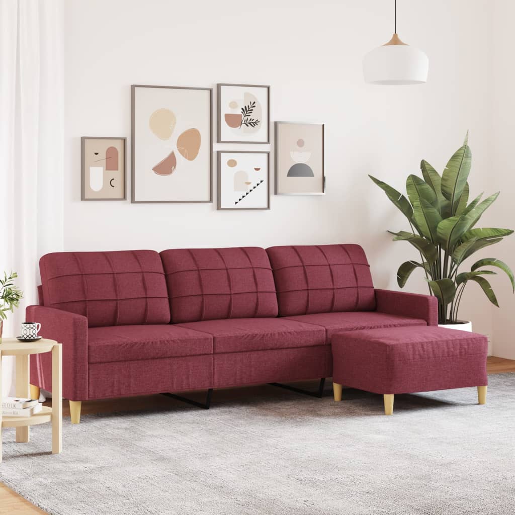 Personers Sofa Med Fodskammel 210 Stof Vinrød