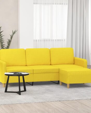 Personers Sofa Med Fodskammel Stof Lysegul 198