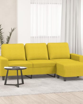 Personers Sofa Med Fodskammel Stof Lysegul 214