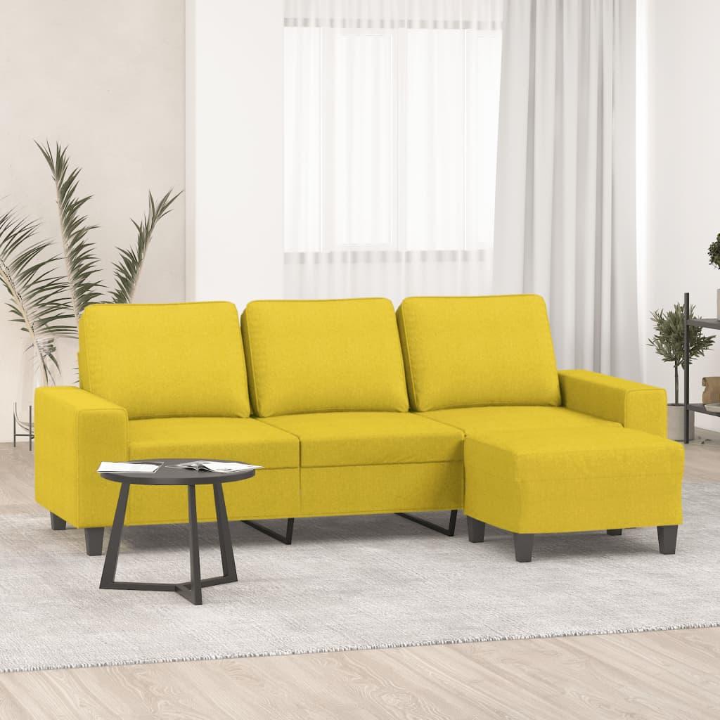 Personers Sofa Med Fodskammel Stof Lysegul 214