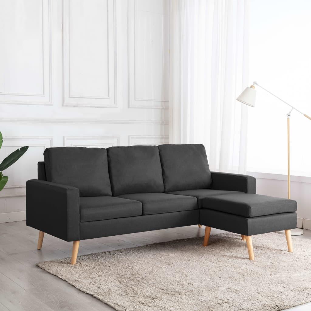 Personers Sofa Med Fodskammel Stof Mørkegrå